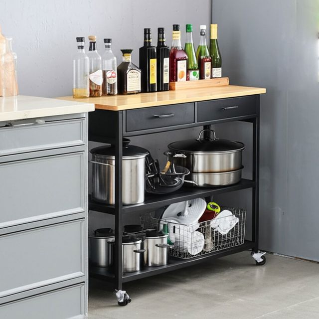 Kệ bếp di động PAXO 105x45x95 gỗ cao su KB68065