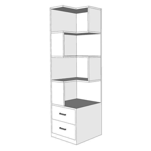 Kệ sách góc tường CUBIX 45x45x160cm gỗ cao su KGT68040