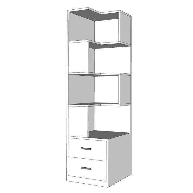 Kệ sách góc tường CUBIX 45x45x160cm gỗ cao su KGT68040