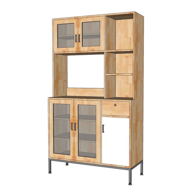 Tủ bếp đa năng REMO 100x40x160cm gỗ cao su KB68062