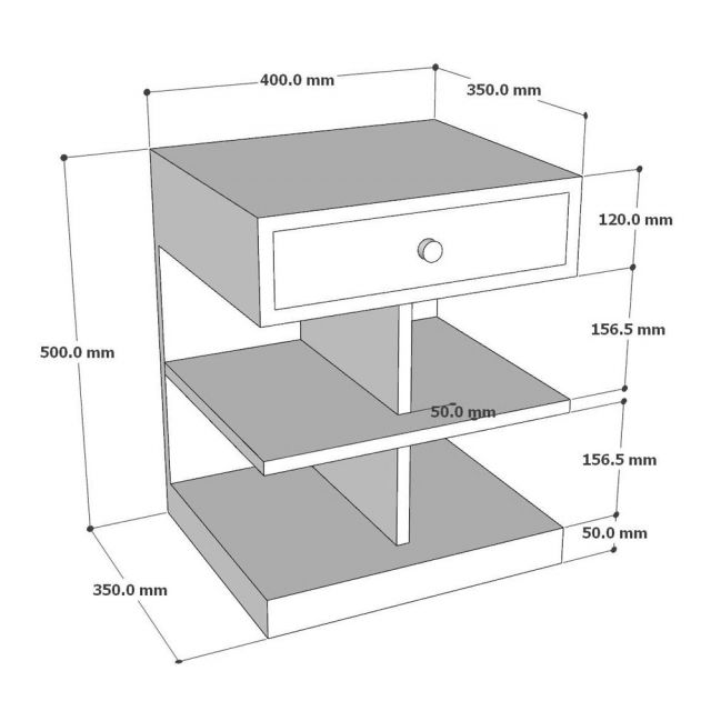 Tủ đầu giường KAIRO 40x35x50cm gỗ cao su TDG68058