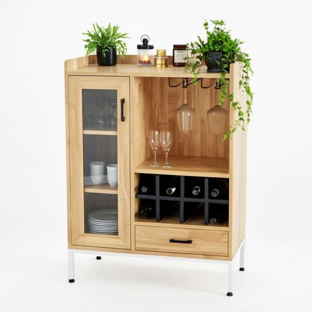 Tủ rượu LIVO 80x40x105cm gỗ cao su KR68005 Tủ rượu LIVO 80x40x105cm gỗ cao su KR68005