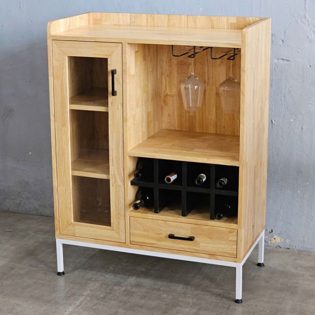 Tủ rượu LIVO 80x40x105cm gỗ cao su KR68005