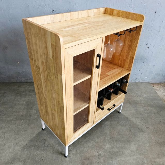 Tủ rượu LIVO 80x40x105cm gỗ cao su KR68005