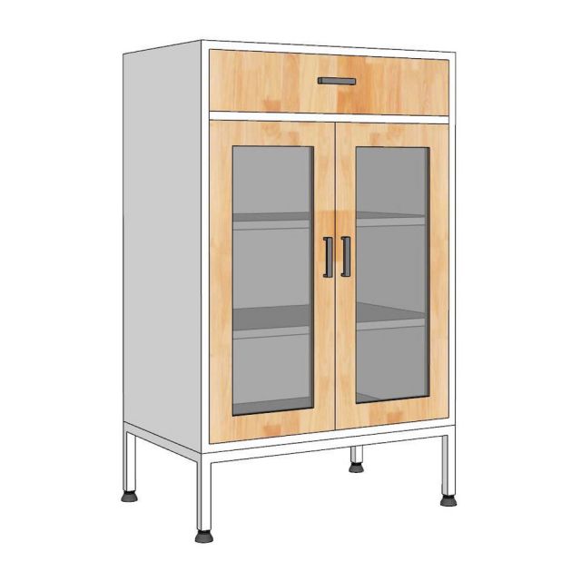 Tủ trang trí cửa kính VITRO 60x40x95cm gỗ cao su KTB68218