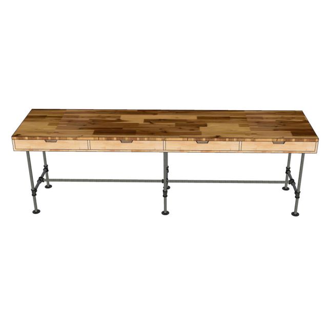 Bàn chân ống nước sắt TANDI 240x60x75cm gỗ tự nhiên BD68154
