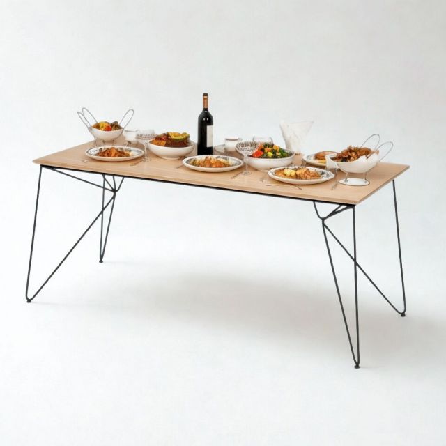 Bàn ăn chữ nhật 180x80cm gỗ plywood chân Hairpin BA68242