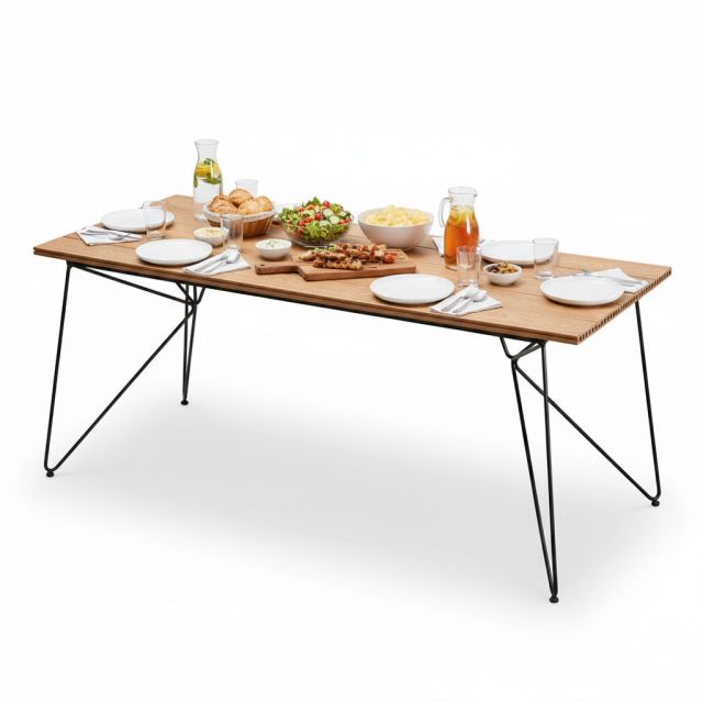 Bàn ăn ngoài trời 180x80cm gỗ nhựa BNT007