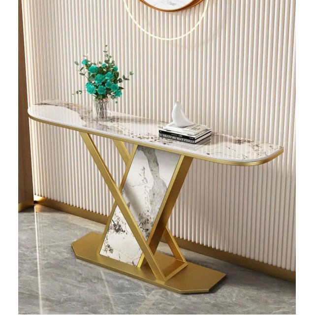 Bàn console 120x30x85cm mặt đá ceramic chân sắt CST101