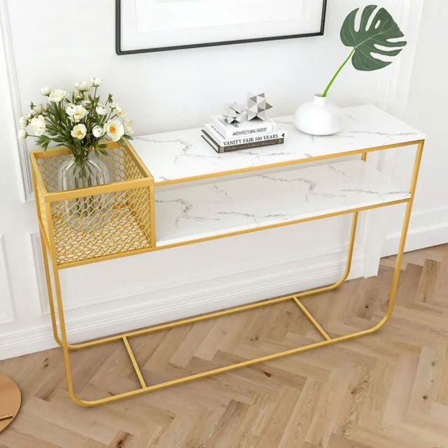 Bàn console 120x30x85cm mặt đá ceramic chân sắt CST105