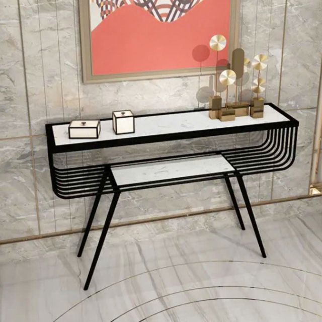 Bàn console 120x30x85cm mặt đá ceramic chân sắt CST106