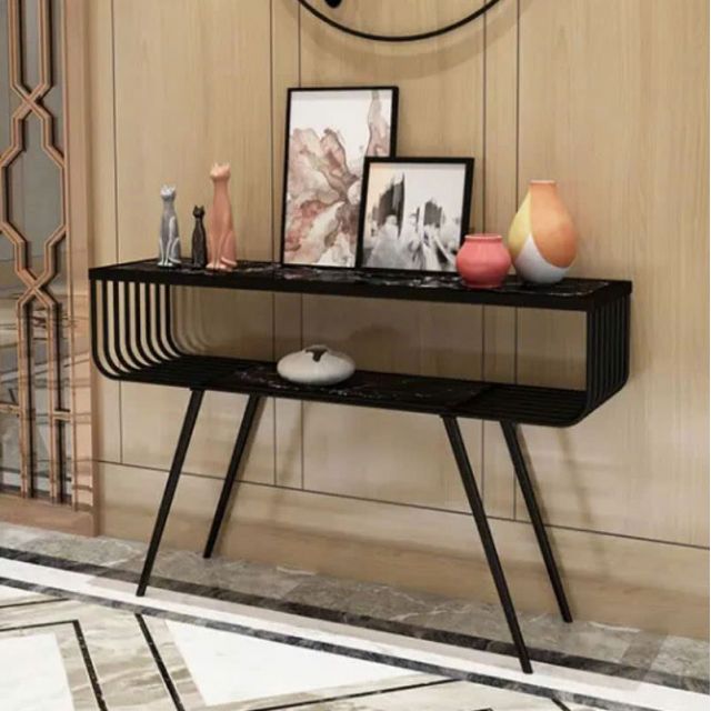 Bàn console 120x30x85cm mặt đá ceramic chân sắt CST106