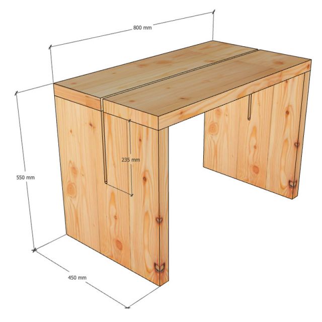 Bàn ăn chữ nhật 80x45x55cm gỗ thông BA68241