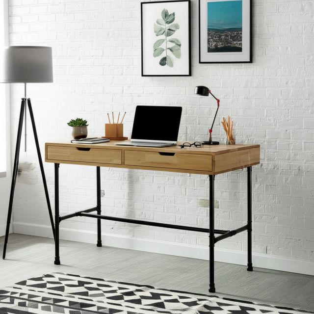 Bàn chân ống nước sắt RONEX 120x60x75cm gỗ cao su BD68153