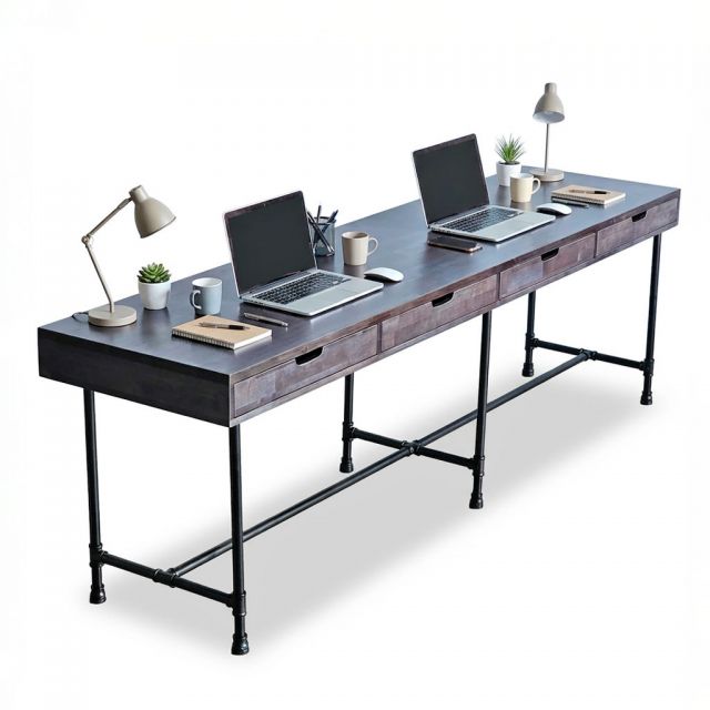 Bàn chân ống nước sắt TANDI 240x60x75cm gỗ tự nhiên BD68154