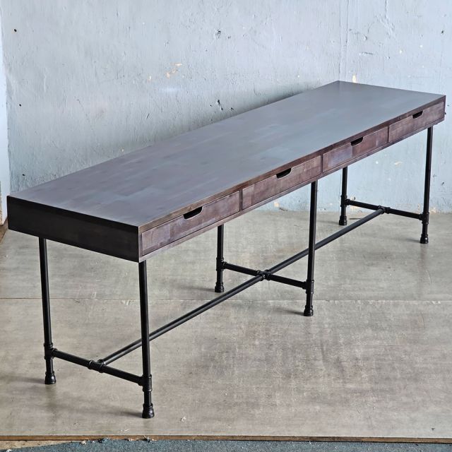 Bàn chân ống nước sắt TANDI 240x60x75cm gỗ tự nhiên BD68154