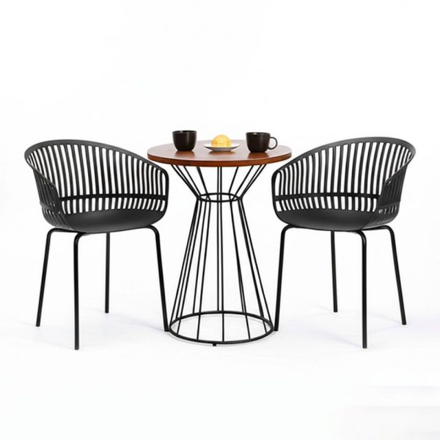 Combo bàn cafe tròn gỗ tràm và 2 ghế Verti CBCF336