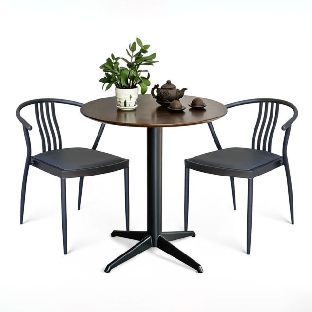 Combo bàn cafe tròn và 2 ghế Wishbon sắt CBCF335