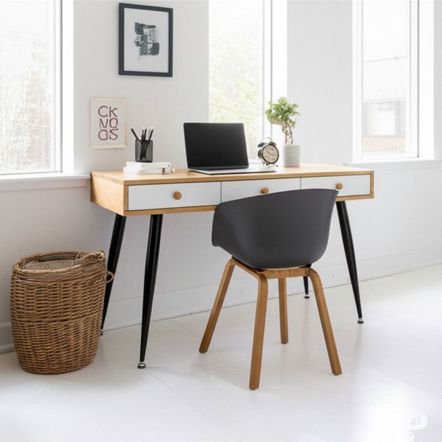 Combo bàn làm việc ngăn kéo và ghế Eames CB68213