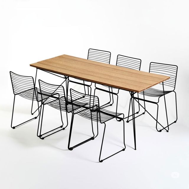 Combo bàn ăn ngoài trời 180x80cm và 6 ghế sắt CBNT010