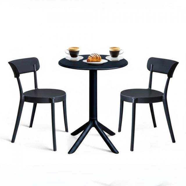Combo bàn cafe tròn và 2 ghế nhựa CBCF334