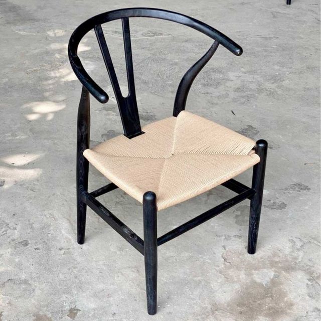 Combo bàn ăn mặt đá  và 6 ghế Wishbon đan dây BBA186