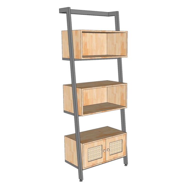 Kệ áp tường 75x40x200cm gỗ cao su KS68330