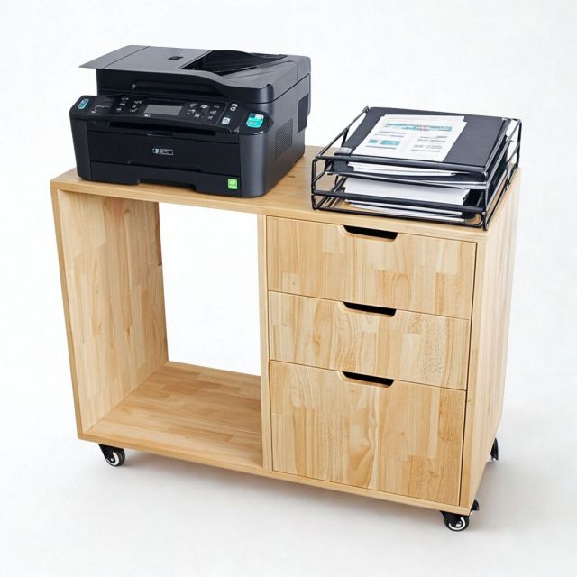 Kệ di động 90x40x60cm gỗ cao su KMI68008