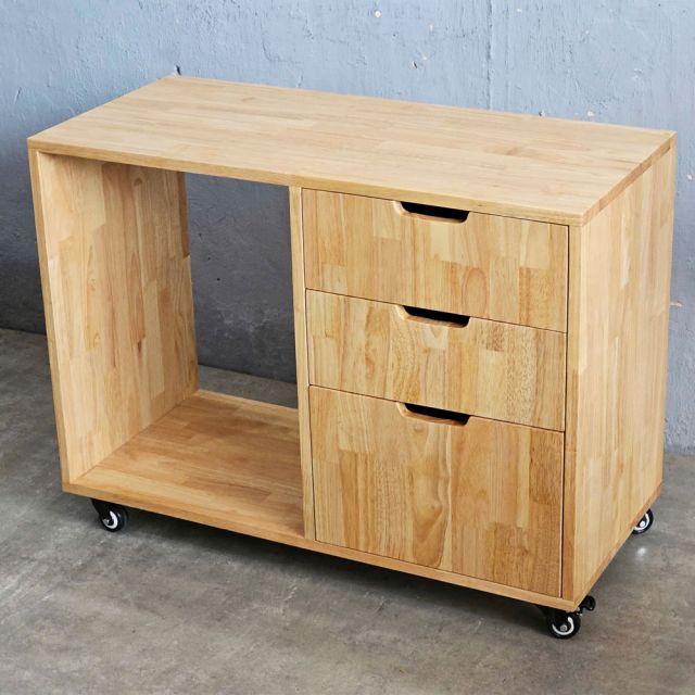 Kệ di động 90x40x60cm gỗ cao su KMI68008