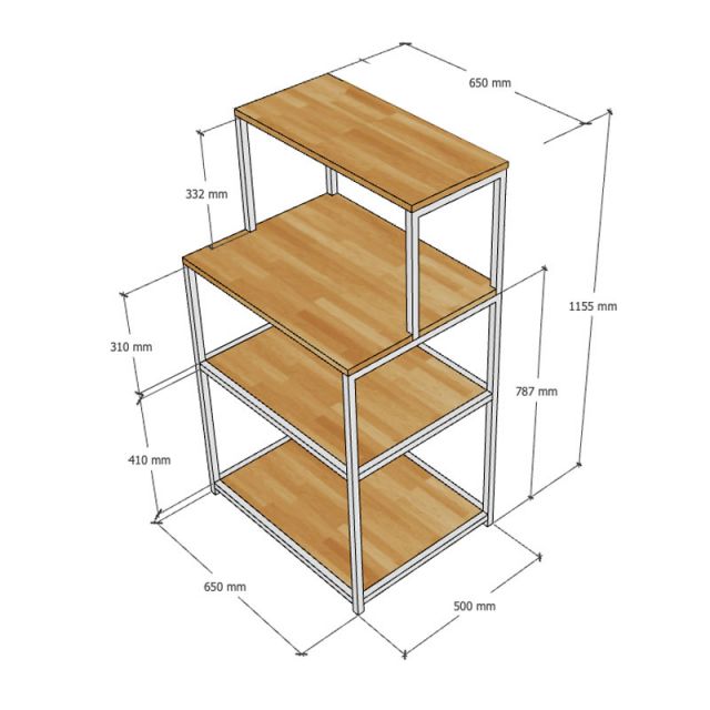 Kệ nhà bếp 65x50x120cm gỗ cao su KB68069