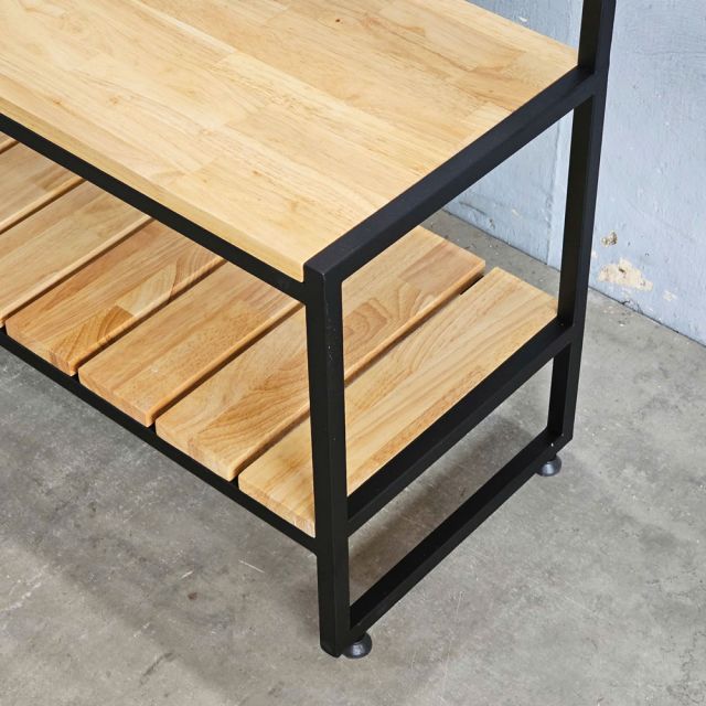 Kệ ghế thay giày kết hợp móc treo đồ gỗ khung sắt KG68060