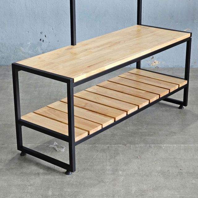 Kệ ghế thay giày kết hợp móc treo đồ gỗ khung sắt KG68060
