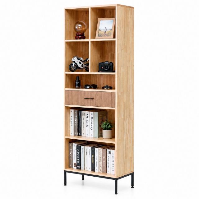 Kệ hồ sơ có ngăn kéo 70x35x195cm gỗ cao su THS68082
