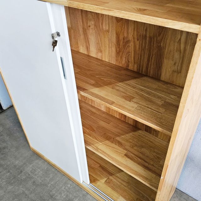 Tủ hồ sơ cửa trượt 120x40x172cm gỗ cao su THS68083