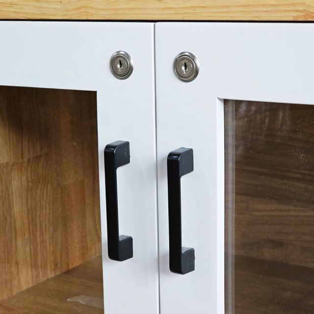 Tủ hồ sơ, tủ đầu bàn gỗ tự nhiên cửa kính THS68063