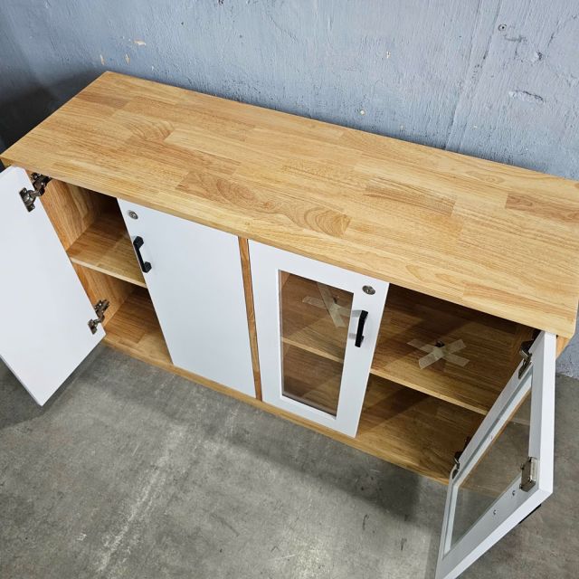 Tủ hồ sơ, tủ đầu bàn gỗ tự nhiên cửa kính THS68063