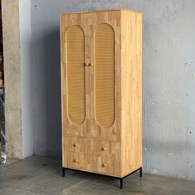 Tủ quần áo 80x50x190cm gỗ cao su TQA68063