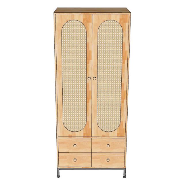 Tủ quần áo 80x50x190cm gỗ cao su TQA68063