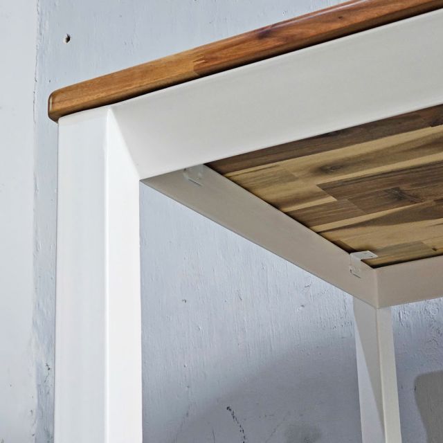Bàn ăn chữ nhật 120x70cm gỗ tràm chân sắt tam giác BA68247
