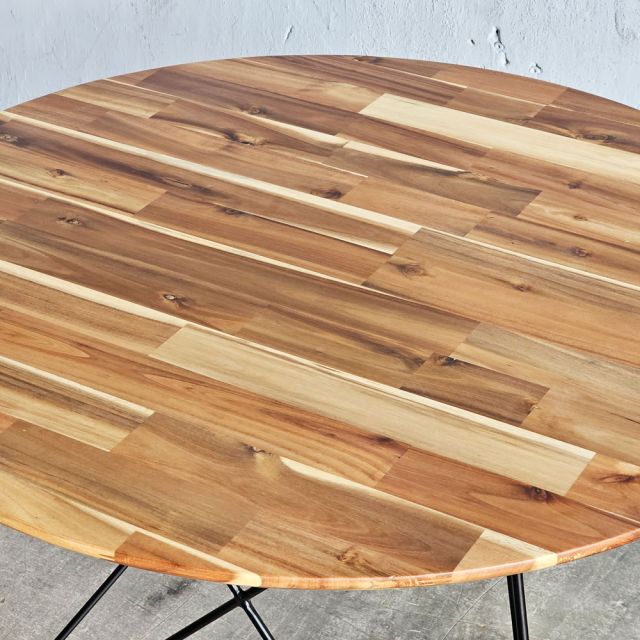 Bàn ăn tròn 100cm gỗ tràm chân sắt Hairpin BA68246