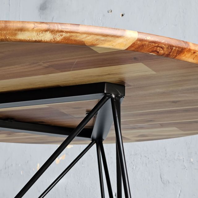 Bàn ăn tròn 100cm gỗ tràm chân sắt Hairpin BA68246