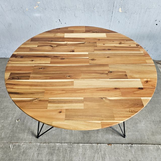 Bàn ăn tròn 100cm gỗ tràm chân sắt Hairpin BA68246