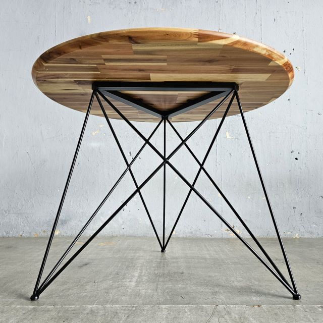 Bàn ăn tròn 100cm gỗ tràm chân sắt Hairpin BA68246