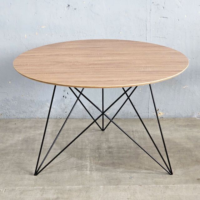 Bàn ăn tròn 120cm gỗ plywood chân sắt BA68248