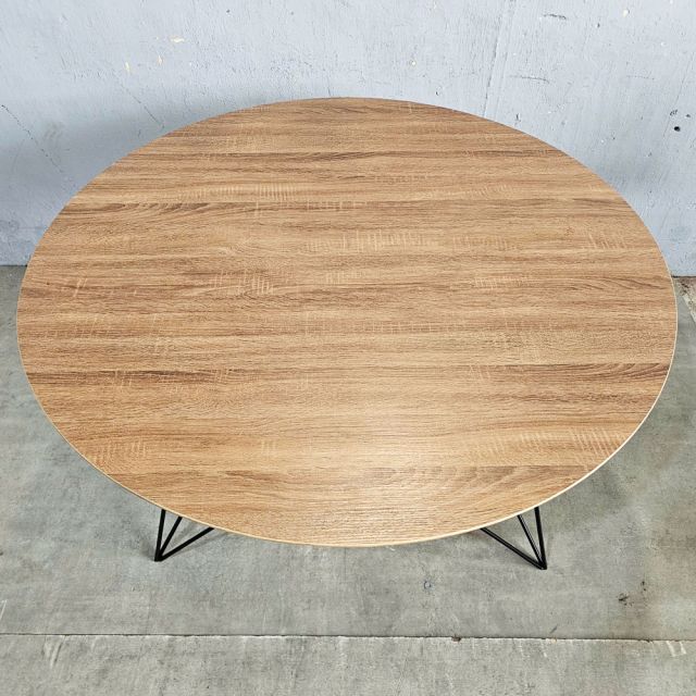 Bàn ăn tròn 120cm gỗ plywood chân sắt BA68248