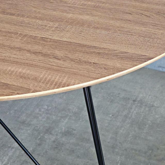 Bàn ăn tròn 120cm gỗ plywood chân sắt BA68248