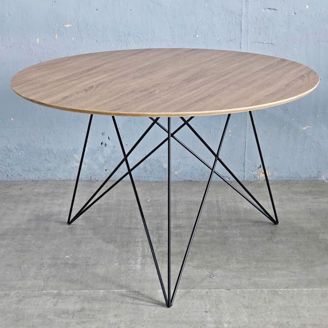 Bàn ăn tròn 120cm gỗ plywood chân sắt BA68248