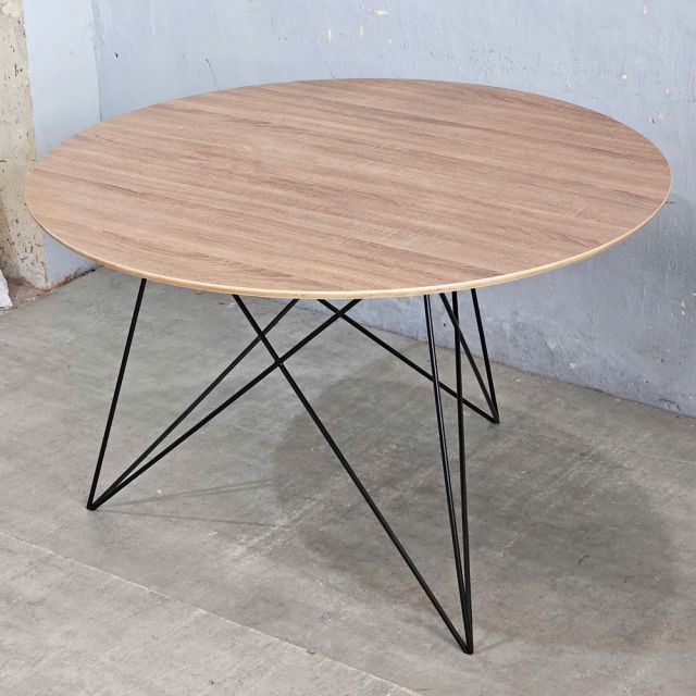 Bàn ăn tròn 120cm gỗ plywood chân sắt BA68248