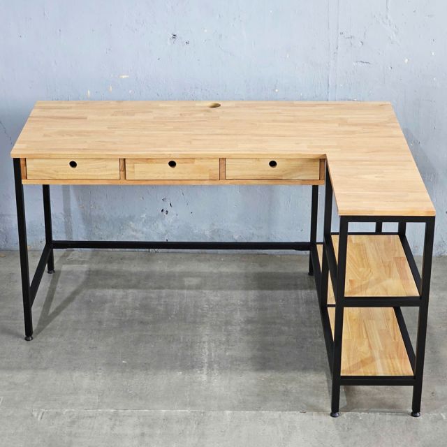 Bàn chữ L RIGEL 140x110cm gỗ cao su CD68039