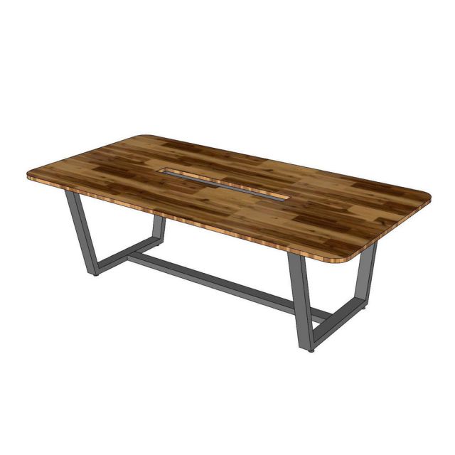 Bàn họp 240x120cm gỗ tràm chân sắt BH68016